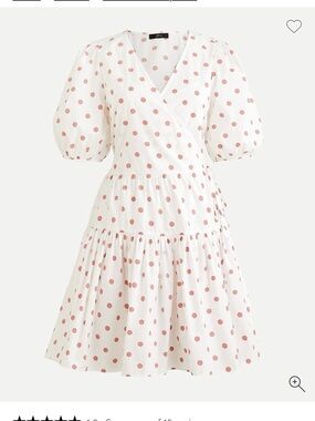 J. Crew White Mini Wrap Dress with Blush Polka Dots